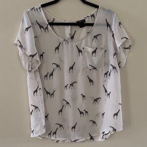 Torrid Off-White Blouse with Giraffe Pattern